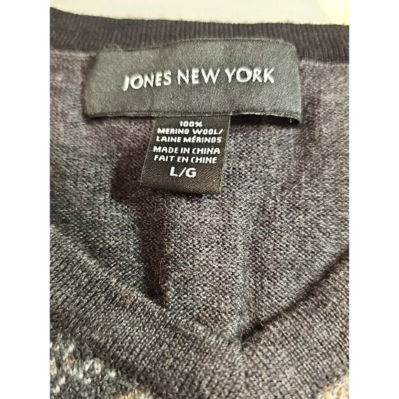 Jones New York 100% Merino Wool Sweater Vest Large Fair Isle Nordic Fisherman - Picture 3 of 7